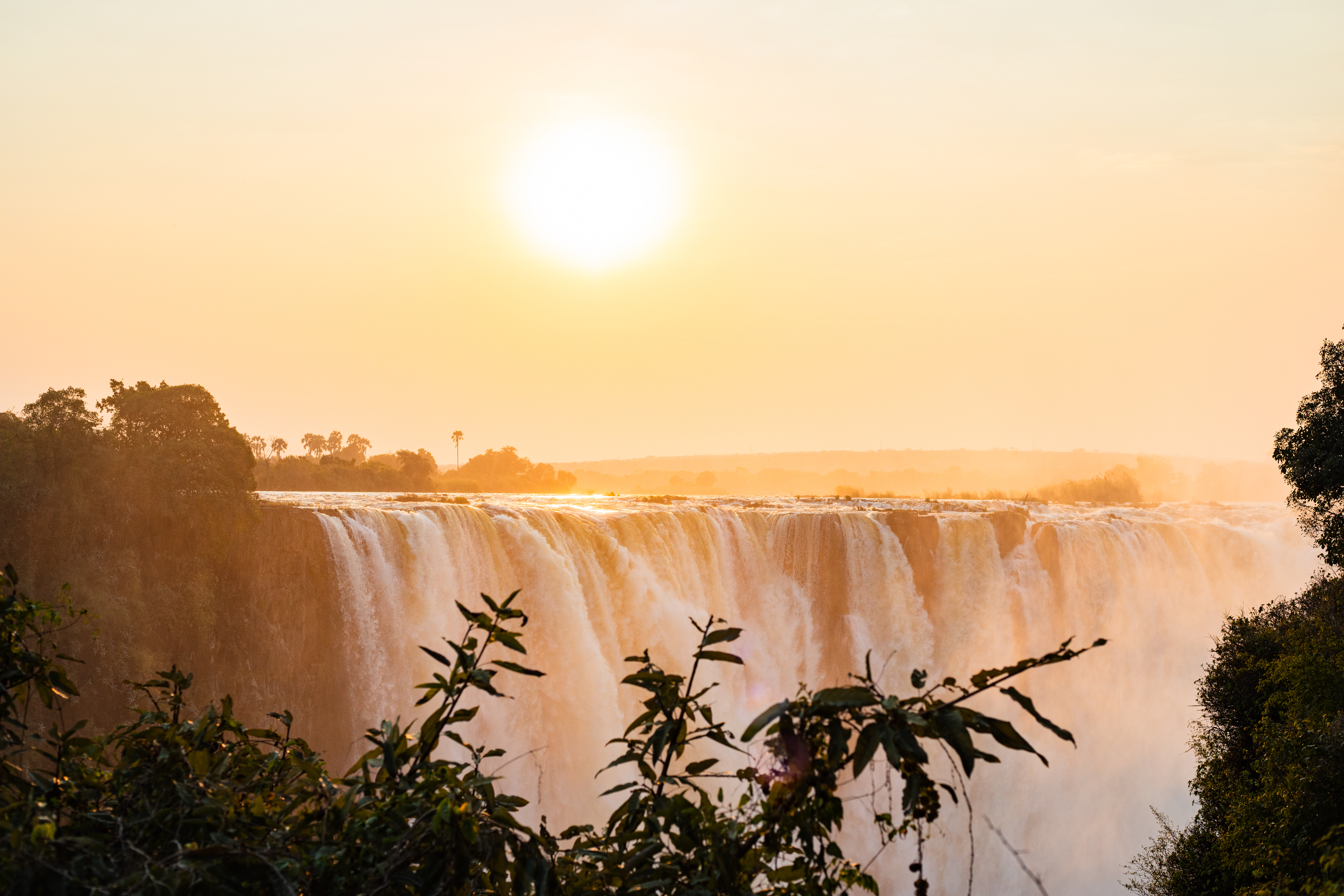 Victoria Falls at golden sunrise